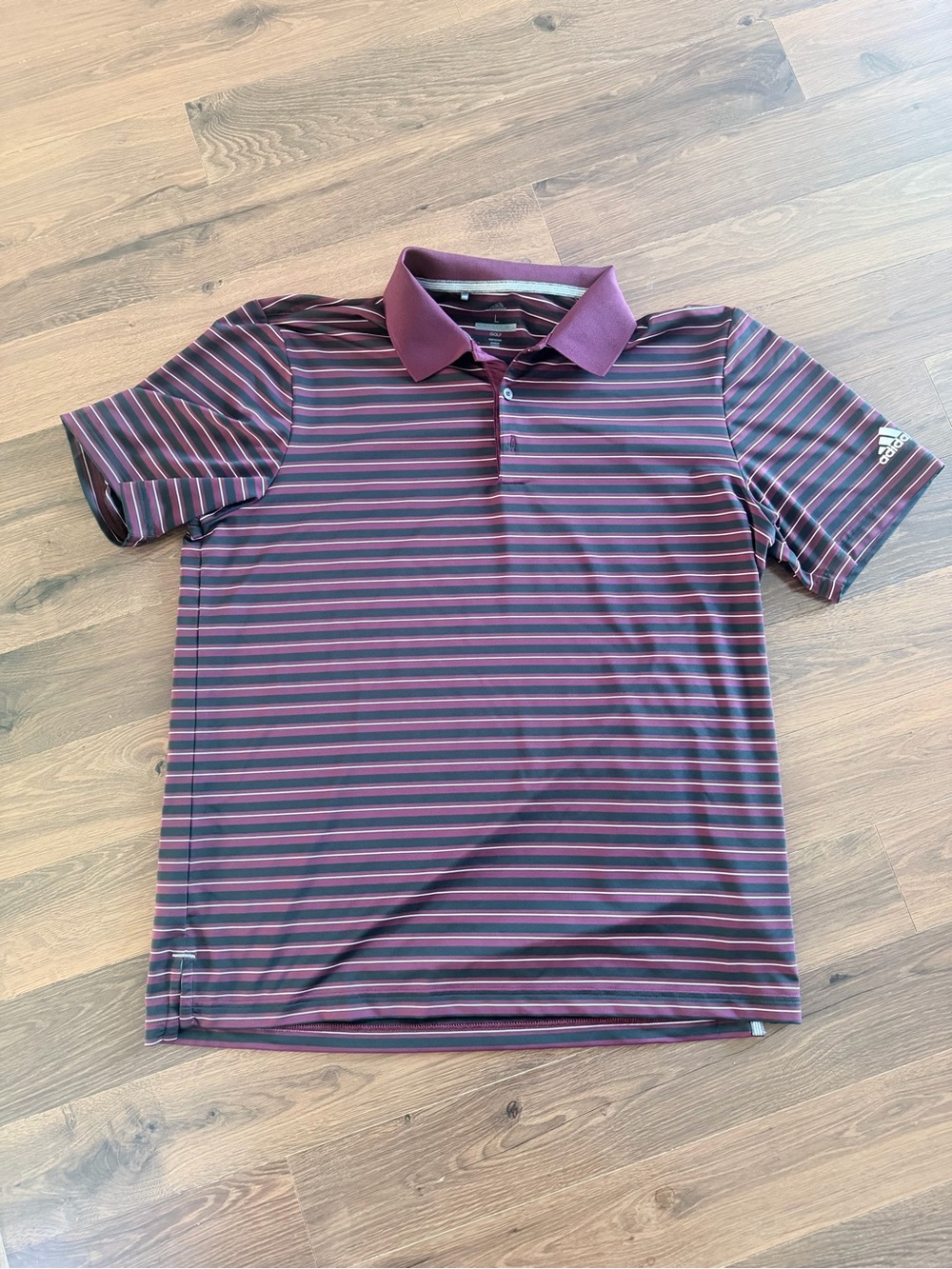 adidas Men’s Burgundy Polo with Purple and Black Stripes